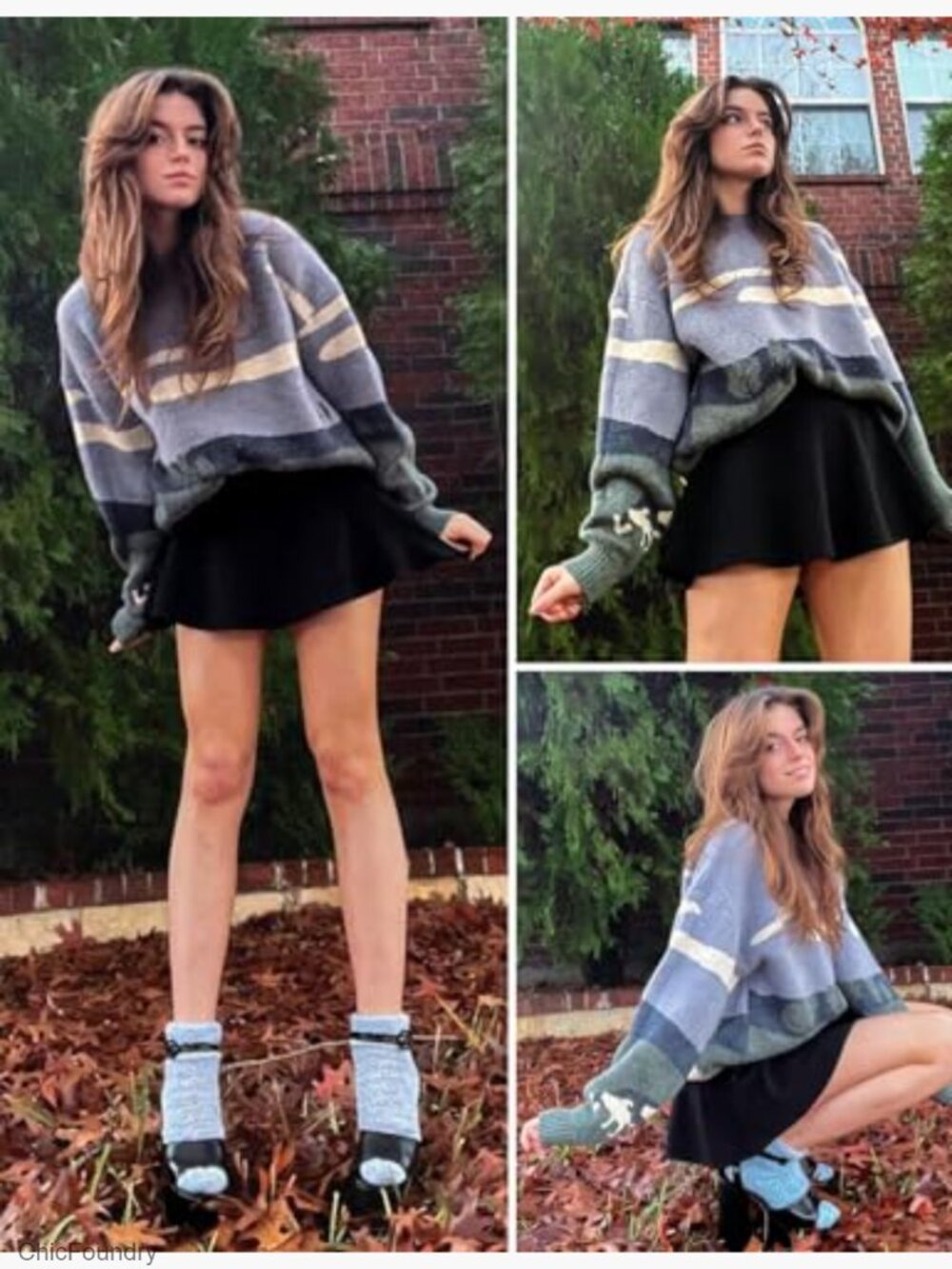 Oversized Cable Knit Sweater Unisex Graphic Crewneck Pullover - Picture 2 of 6
